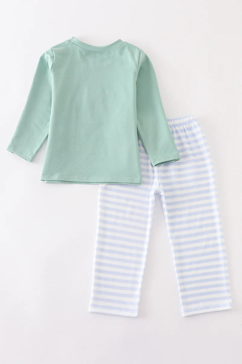 Green Striped Turkey Boy Set