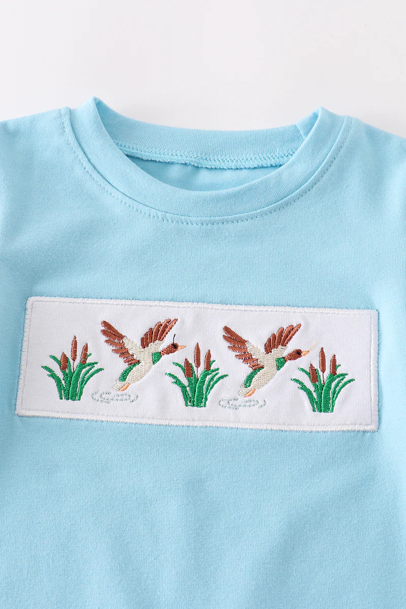 Stripe Duck Embroidered Boy Romper