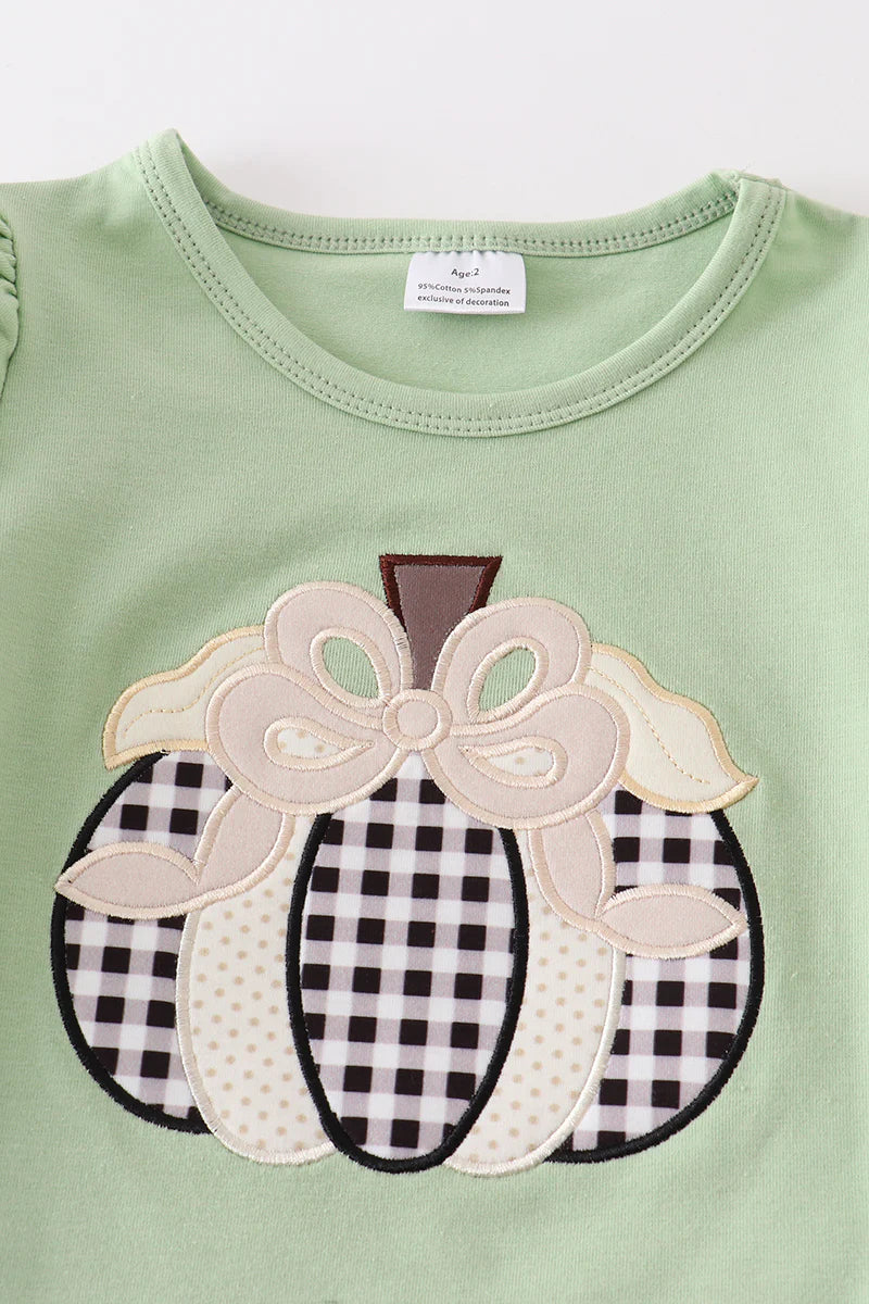 Sage Pumpkin Applique Girl Set