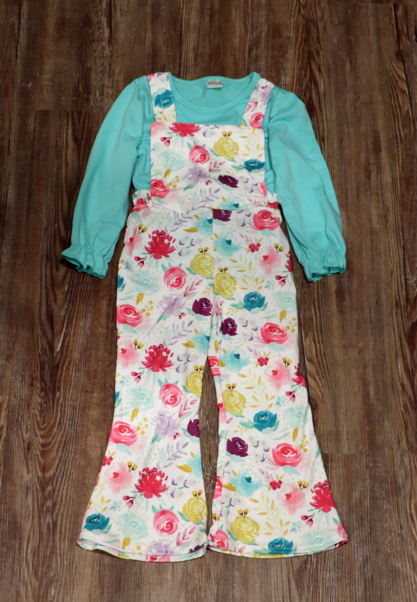 Floral Bell Bottom Romper/Shirt Combo
