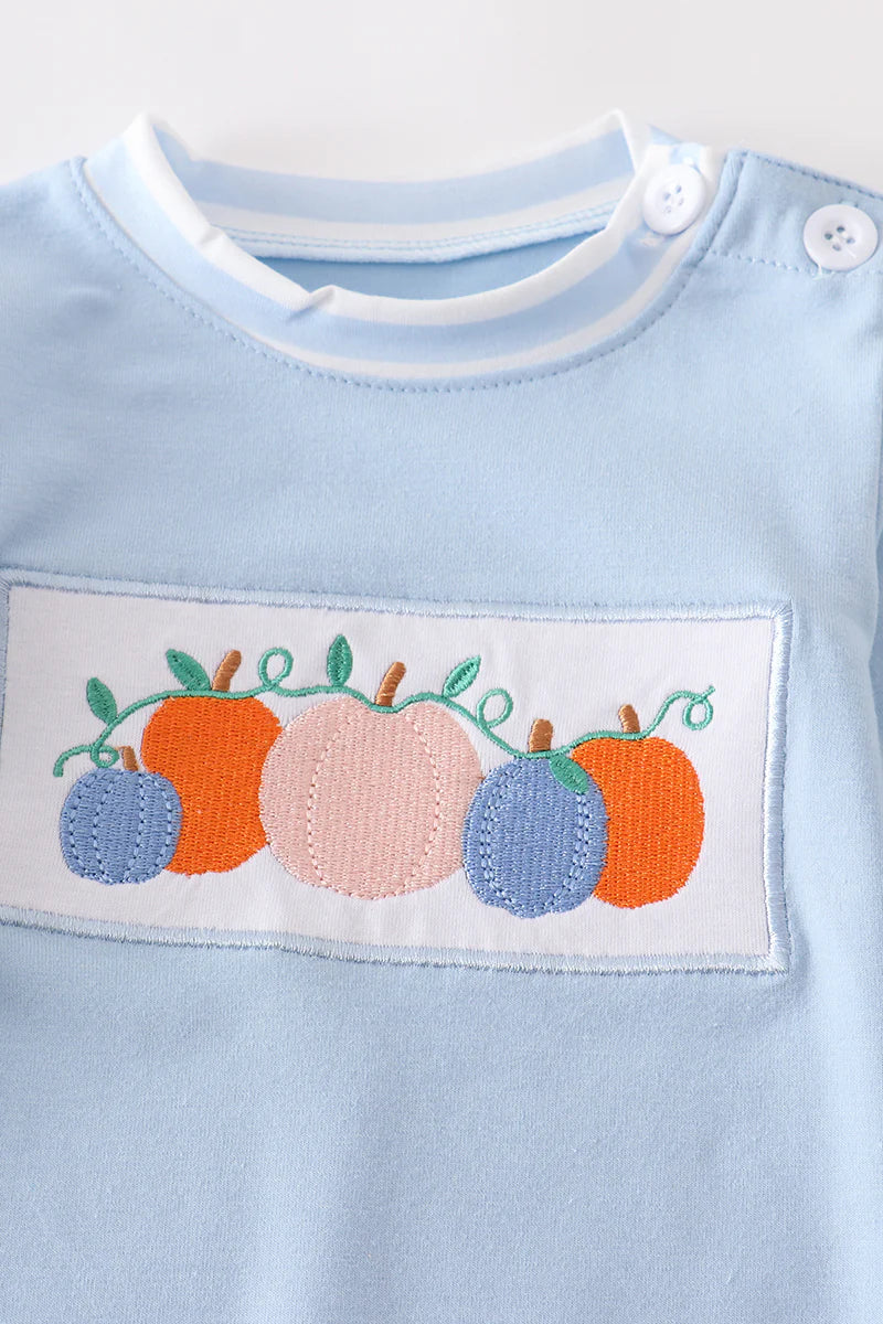 Pumpkin Embroidered Boy Romper