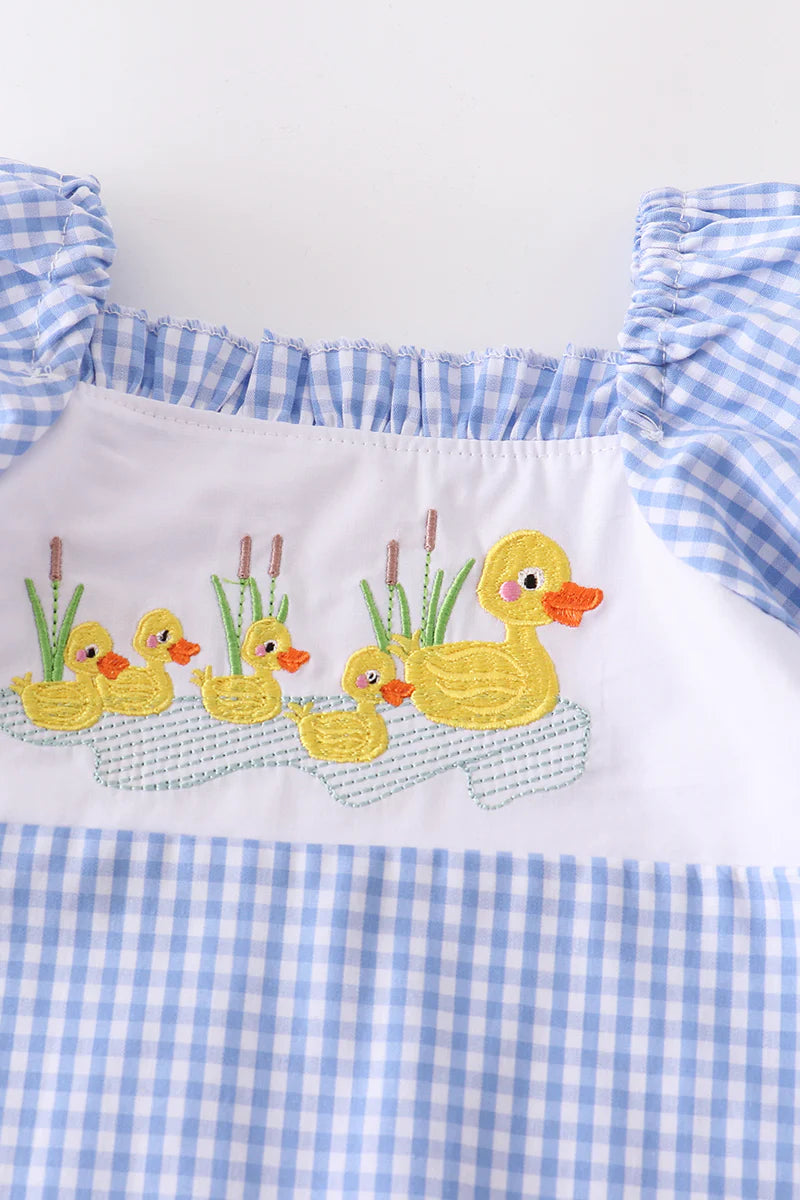 Duck Embroidery Girl Romper