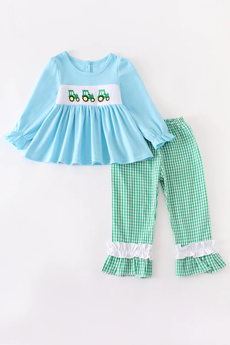 Tractor Embroidery Girl Set