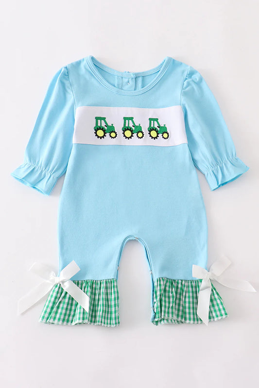 Tractor Embroidery Romper