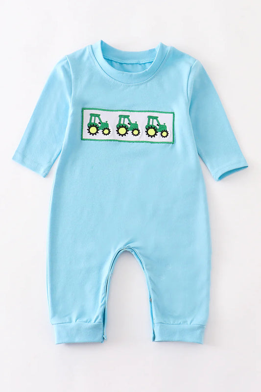 Tractor Embroidery Boy Romper