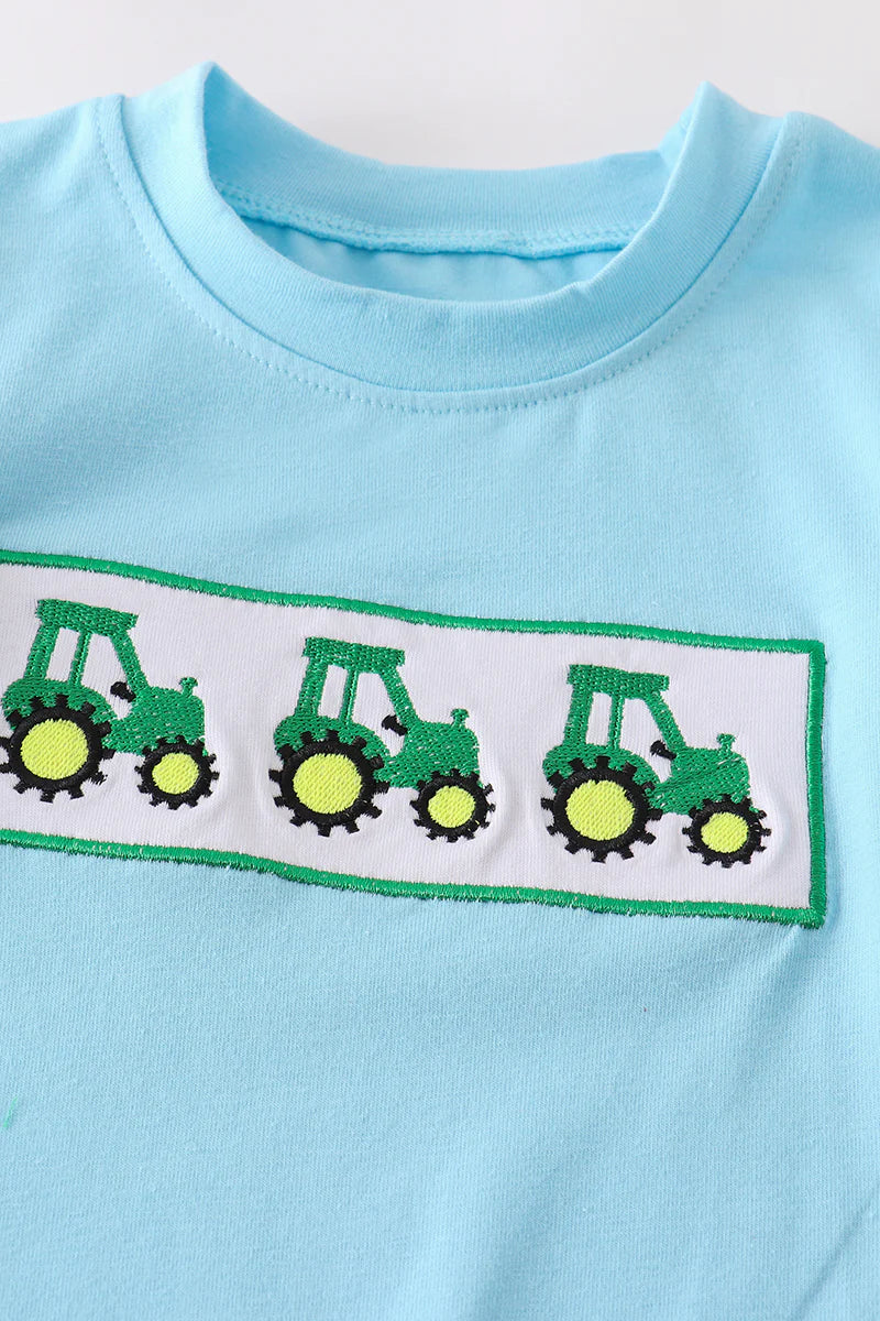 Tractor Embroidery Boy Romper