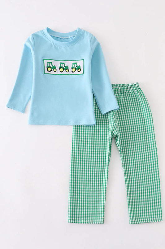 Tractor Embroidery Boy Set