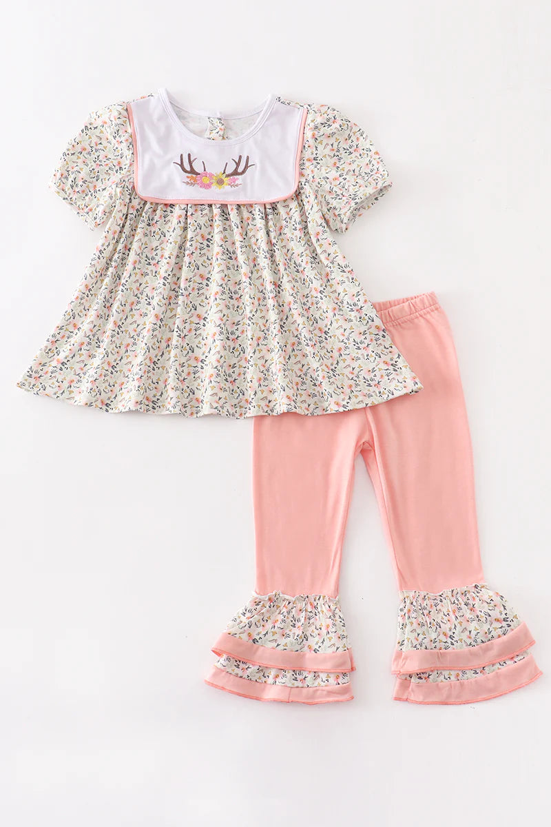 Antlers Embroidered Girl Set
