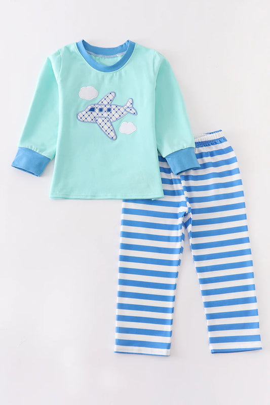 Sky Airplane Applique Boy Set