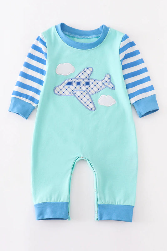 Sky Airplane Applique Baby Romper