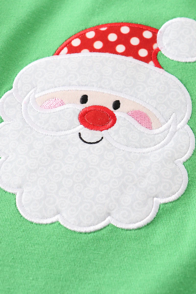 Red Striped Ruffle Santa Applique Girl Set