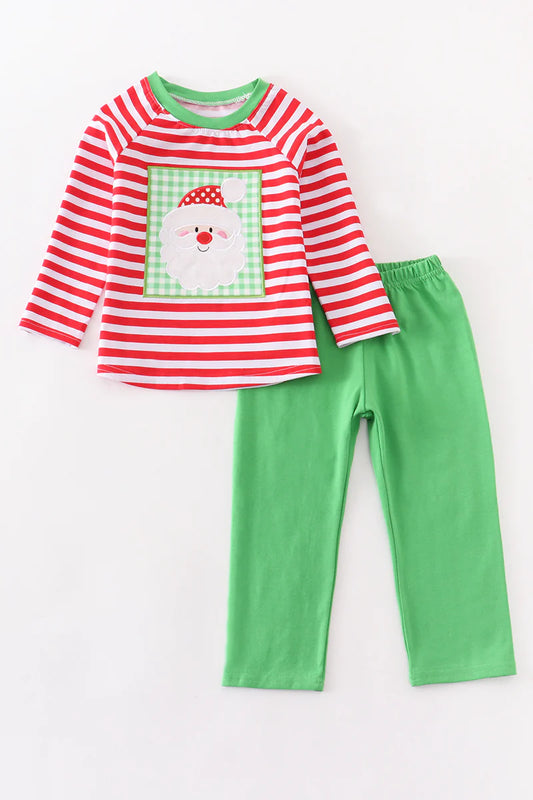 Red Striped Santa Applique Boy Set