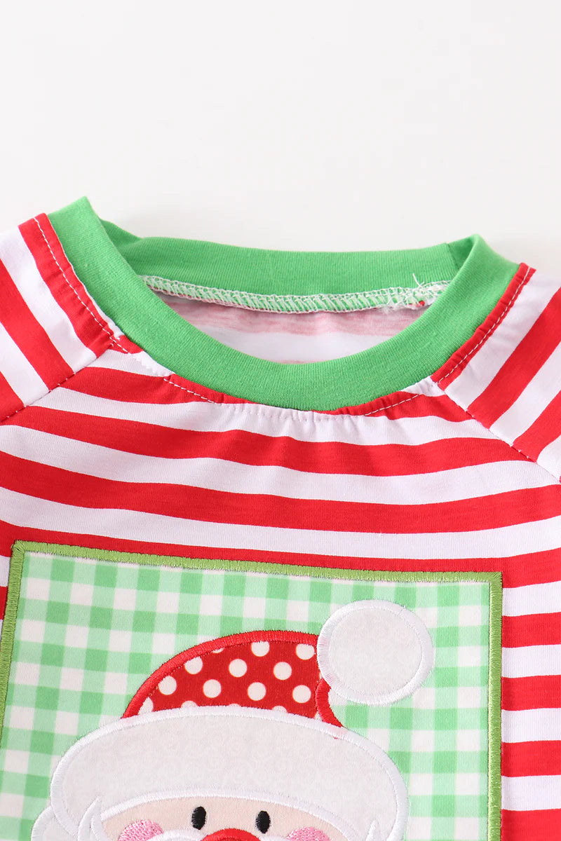 Red Striped Santa Applique Boy Set
