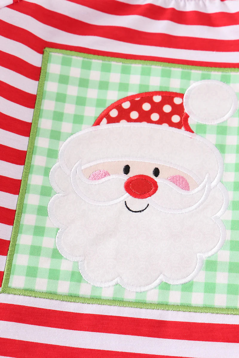 Red Striped Santa Applique Boy Set