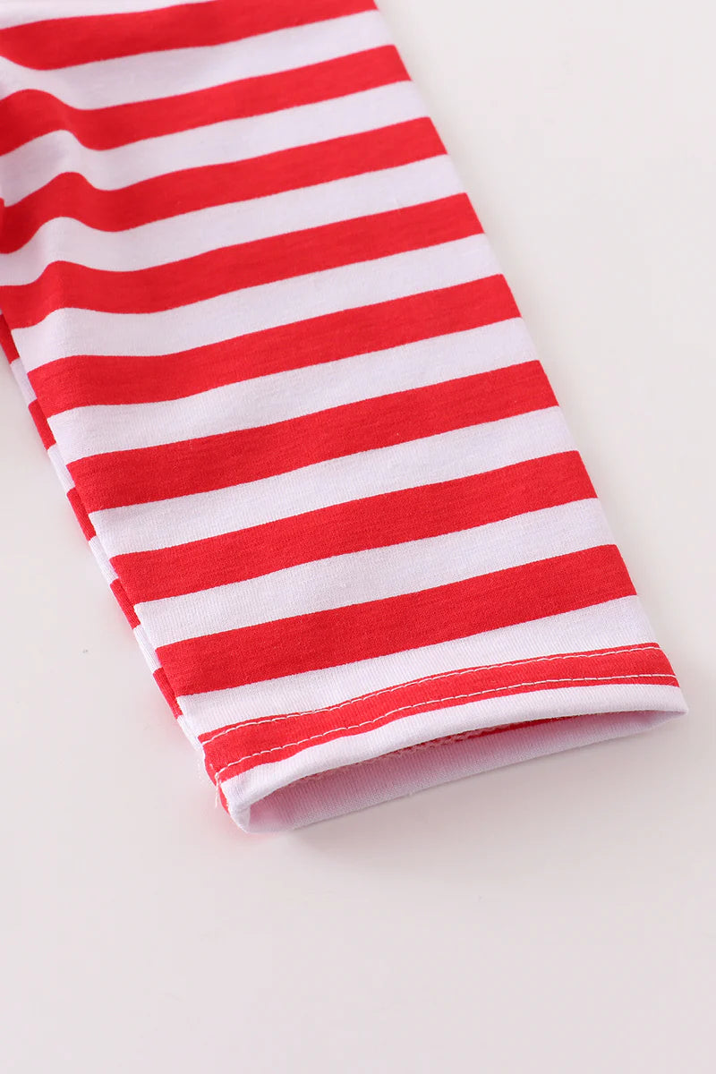 Red Striped Santa Applique Boy Romper