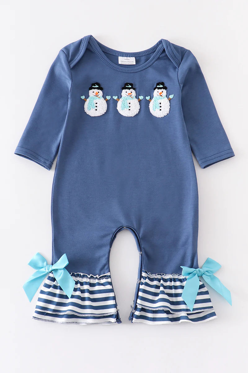 Snowman French Knot Girl Romper