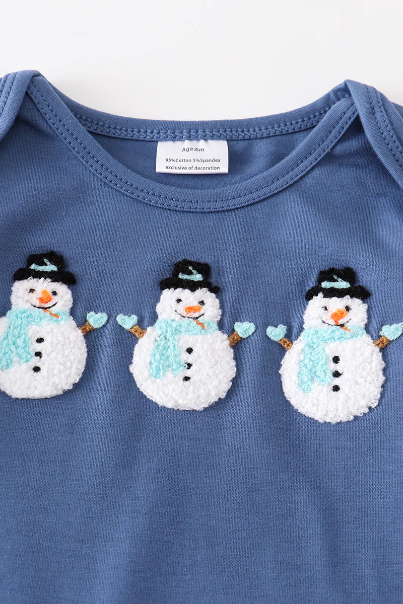 Snowman French Knot Girl Romper