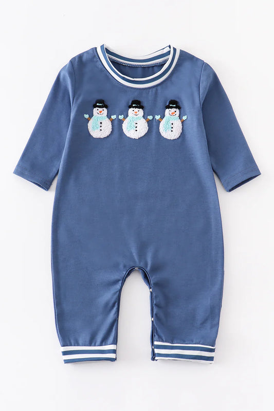 Snowman French Knot Boy Romper