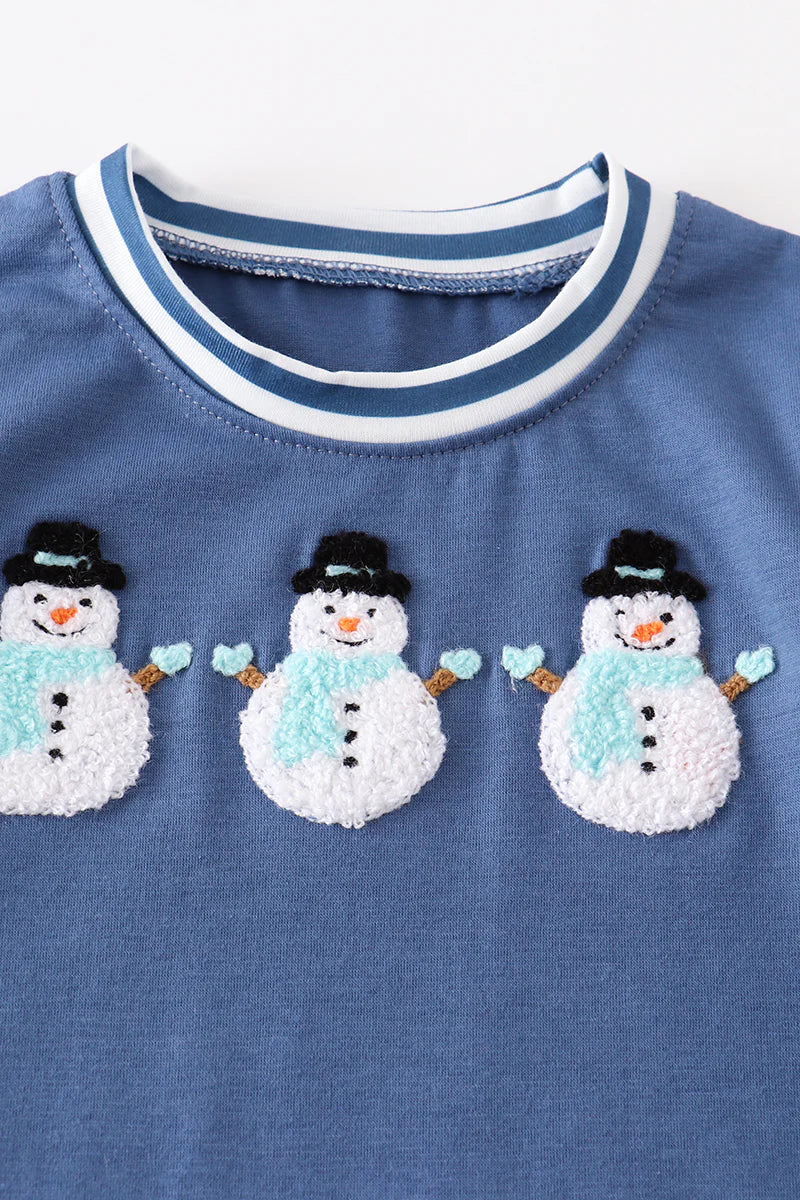 Snowman French Knot Boy Romper