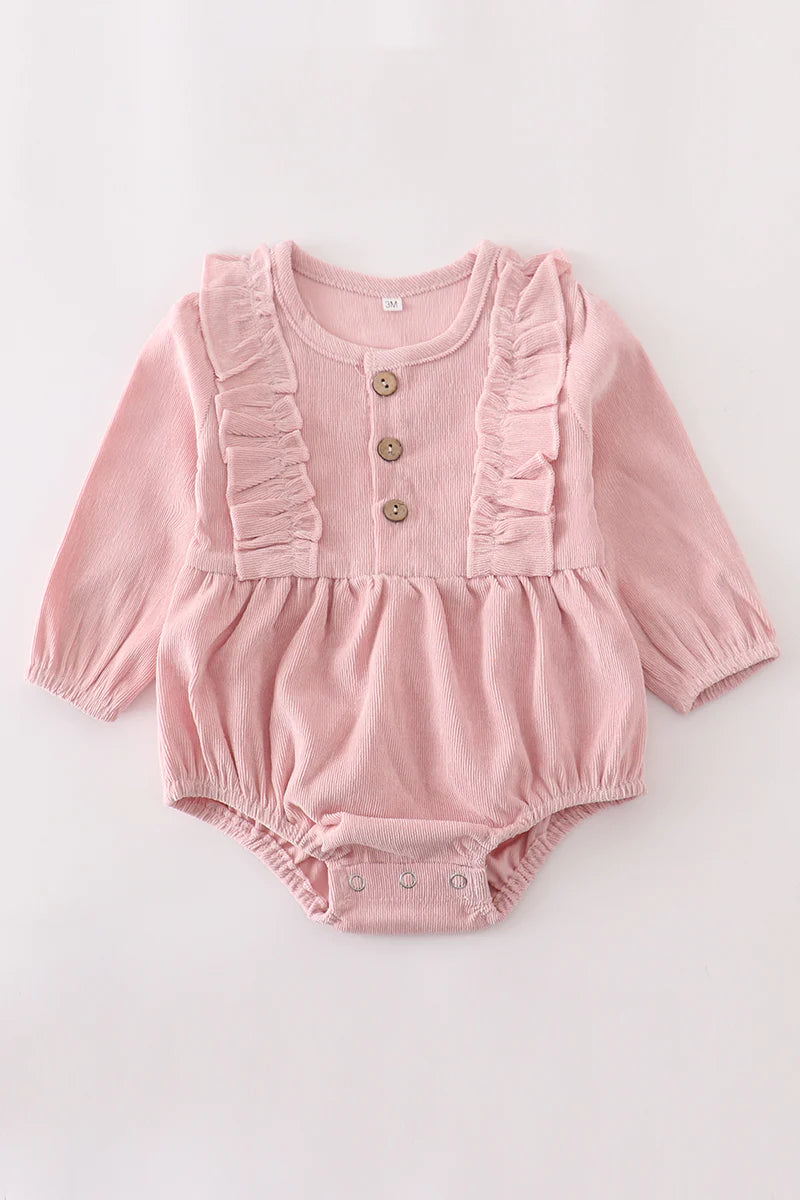 Blush Corduroy Baby Bubble Romper