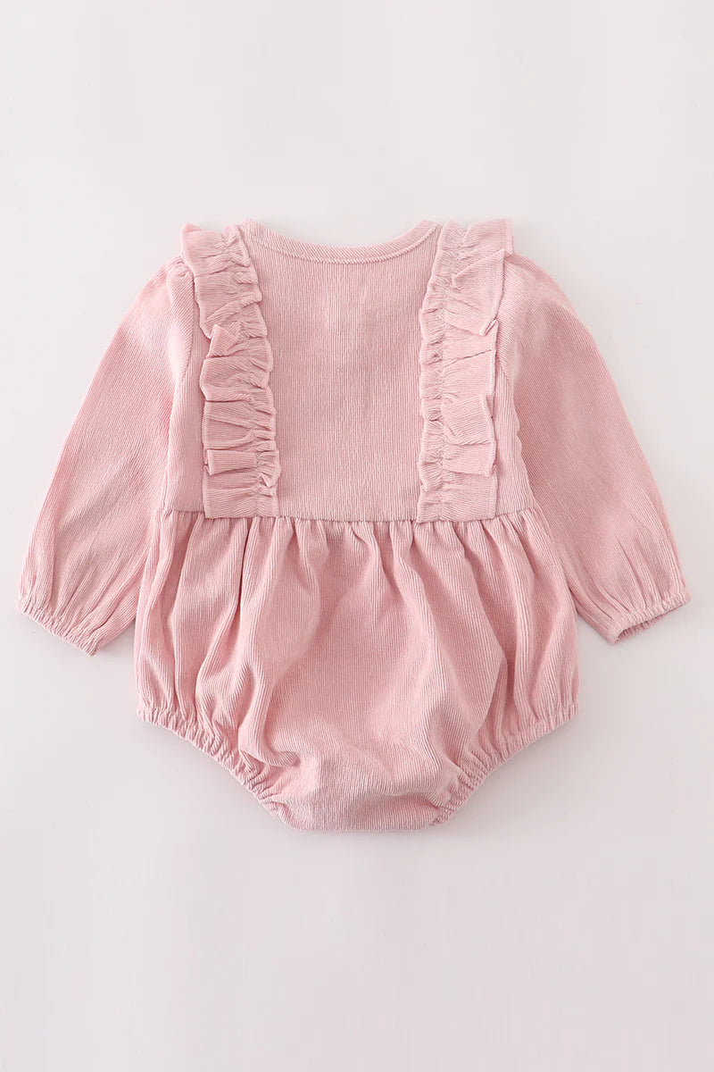 Blush Corduroy Baby Bubble Romper