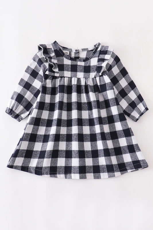Black Check Ruffle Dress