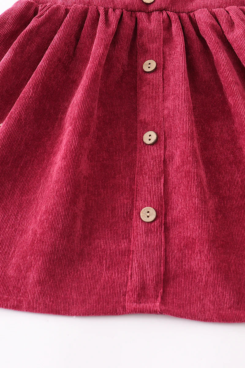 Maroon Velvet Ruffle Suspender Dress