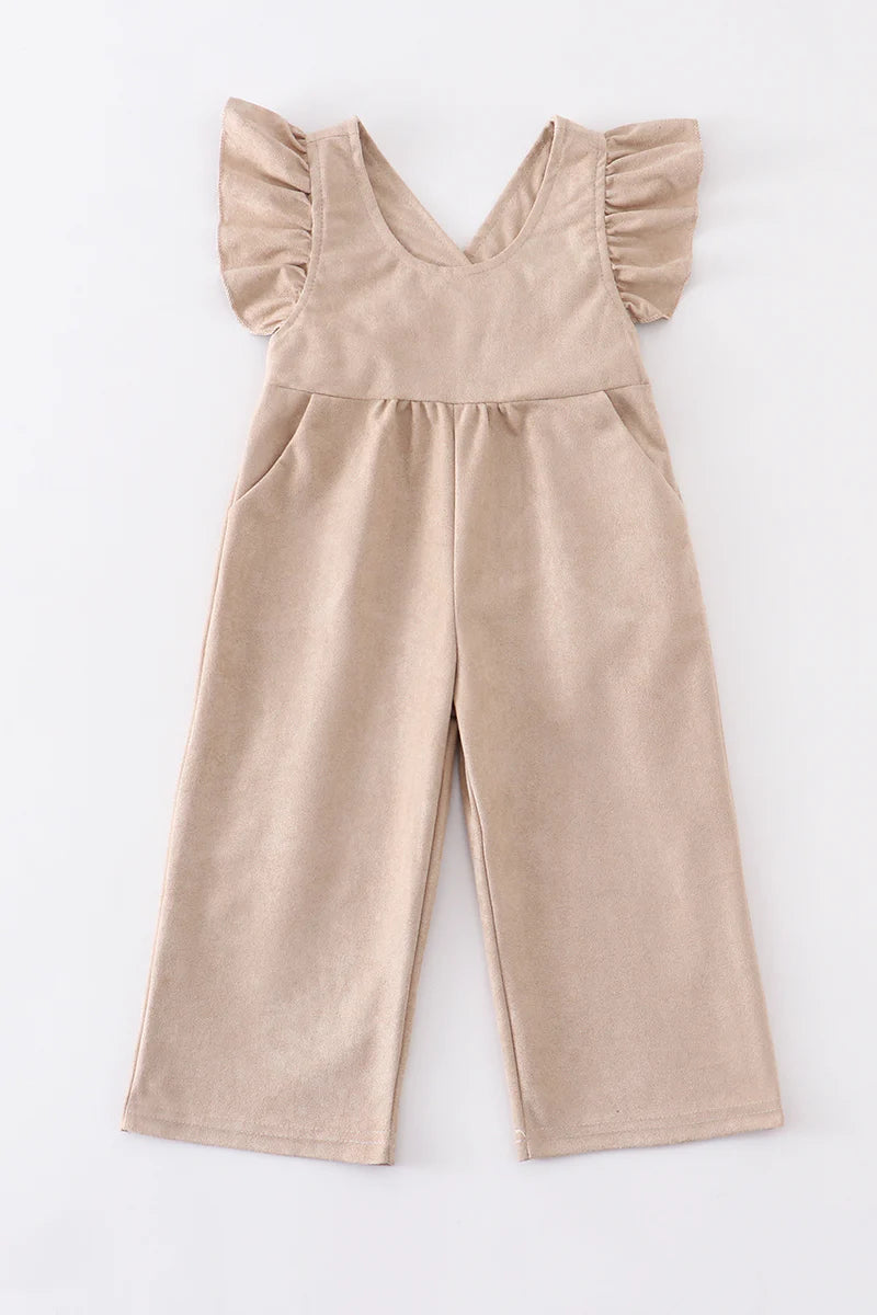 Beige Ruffle Girl Romper