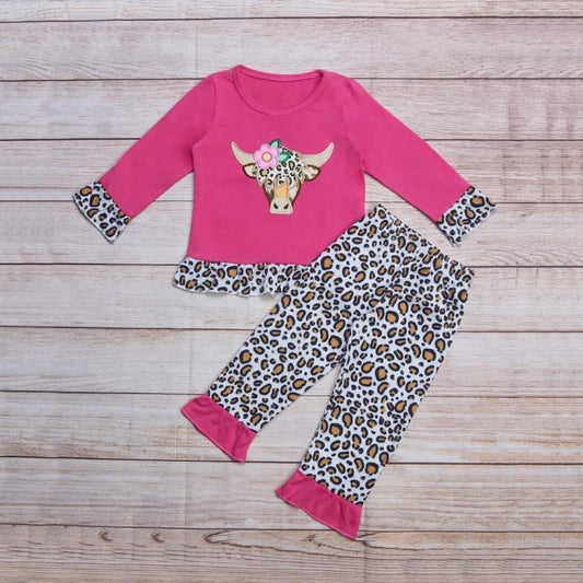 Hot Pink and Leopard Bull Pants Set