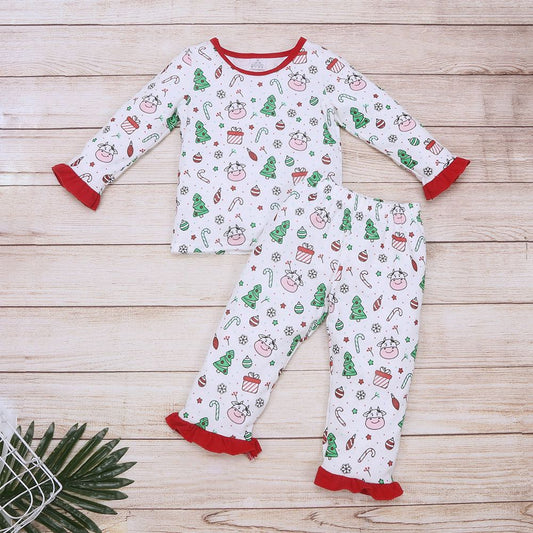 Christmas Cows Girl Pajama Set