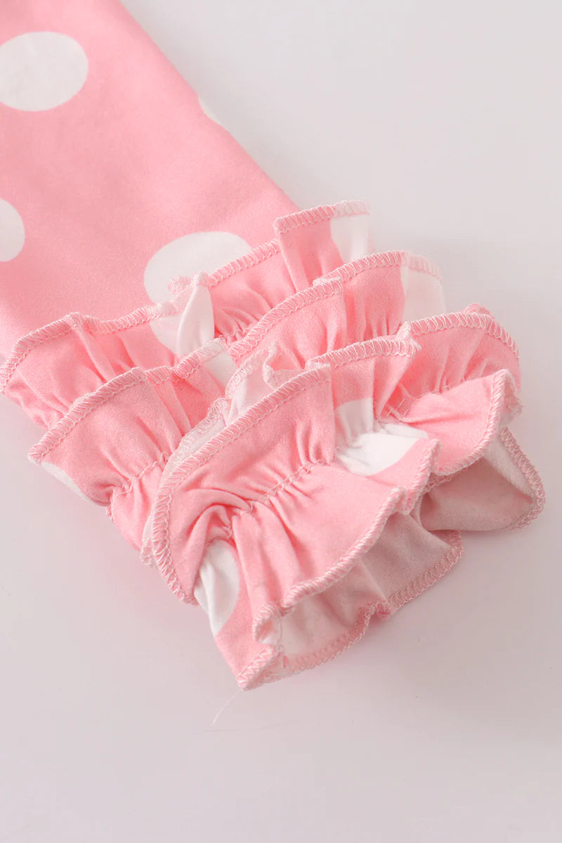 Pink Polkadot Pig Ruffle Baby Romper