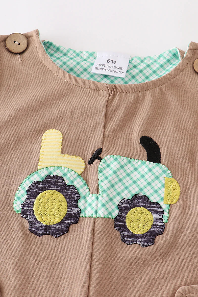 Khaki Tractor Applique JonJon