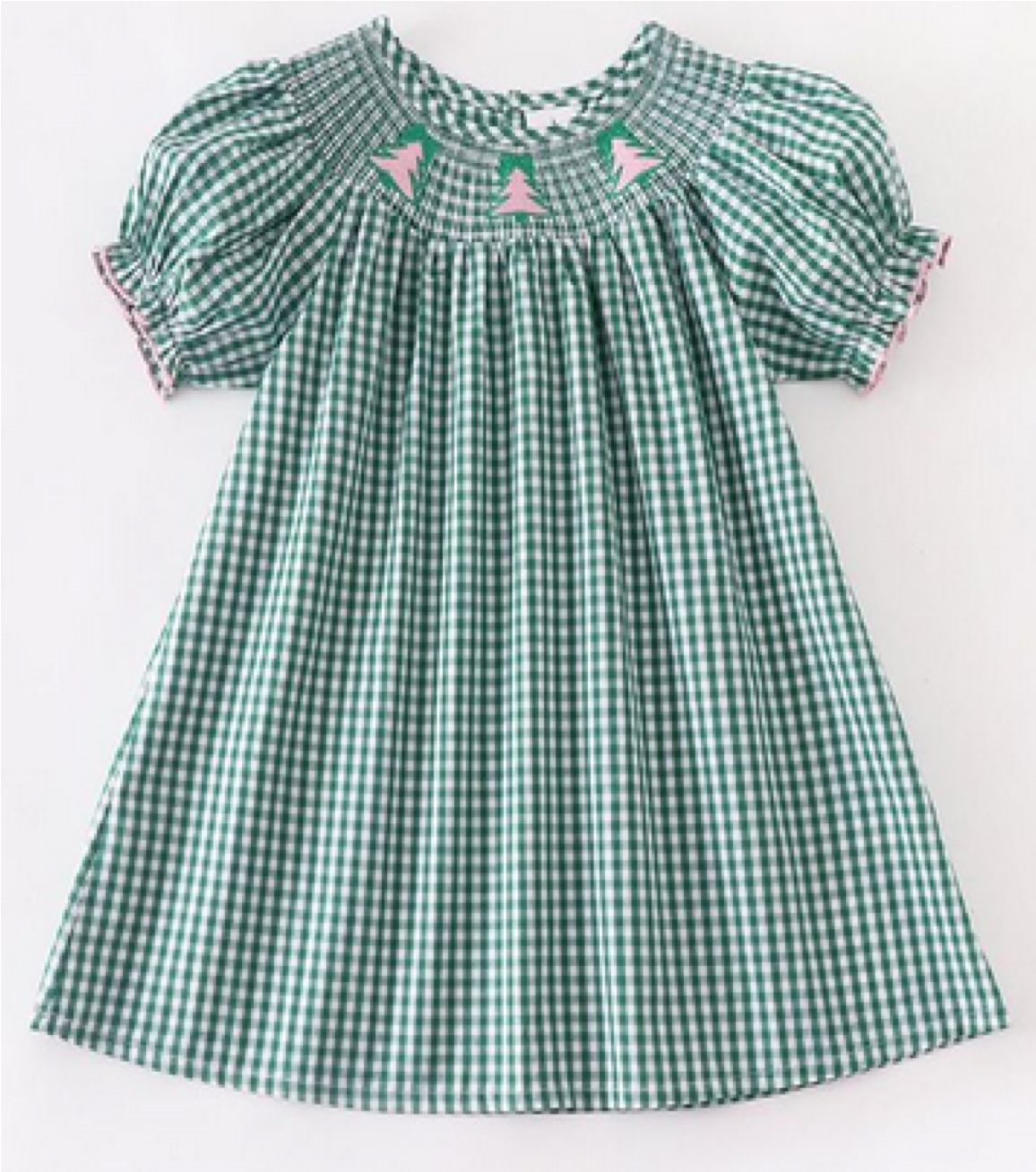 Green Tree Smocked Dress