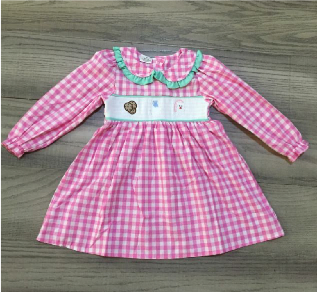 Santa's Milk and Cookies Smocked Dress