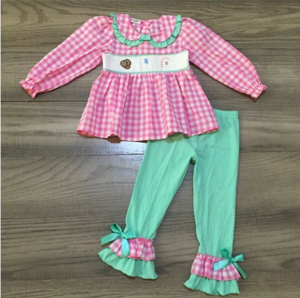 Santa's Milk and Cookies Smocked Pants Set