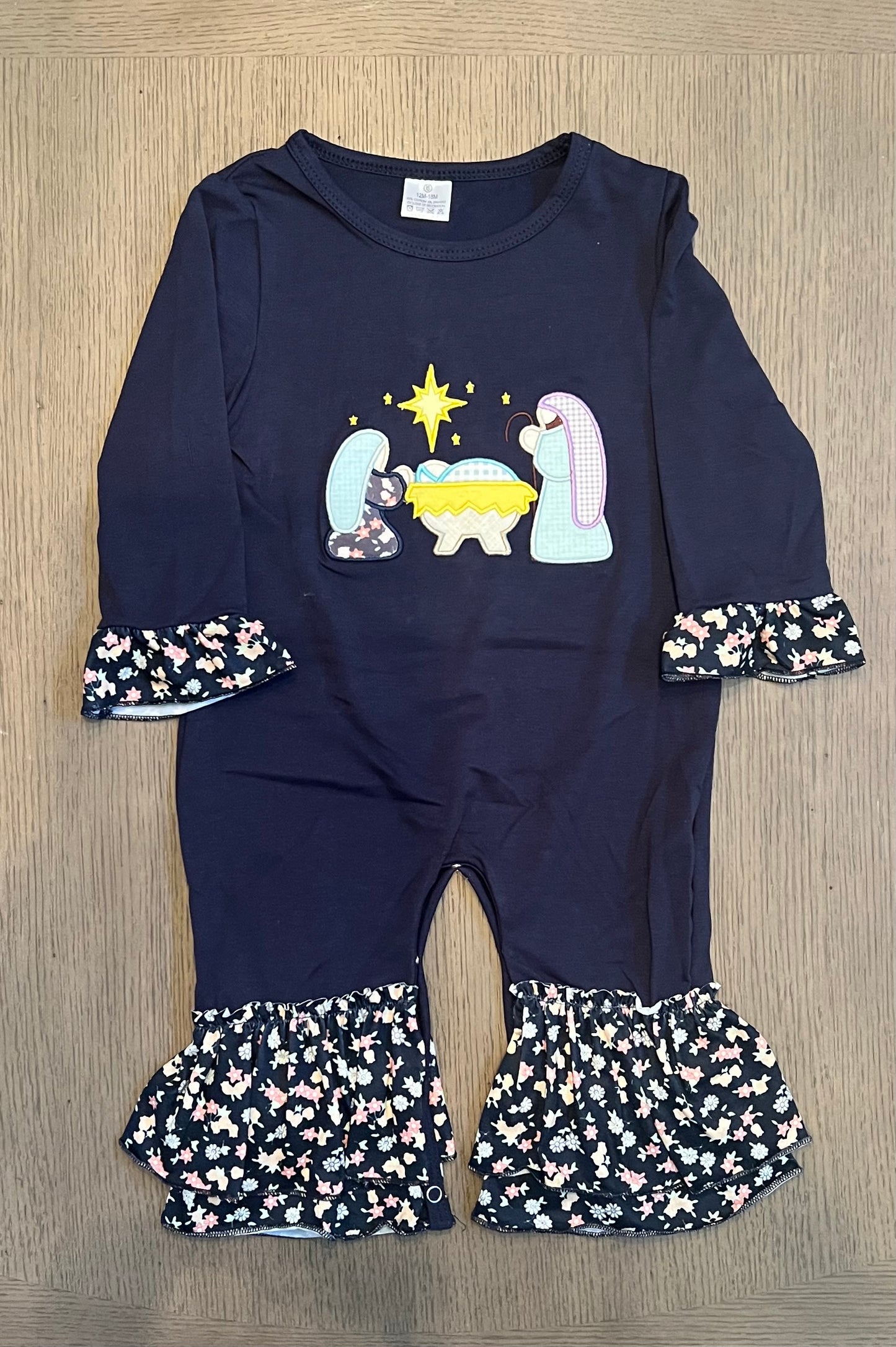 Floral Nativity Girls Romper