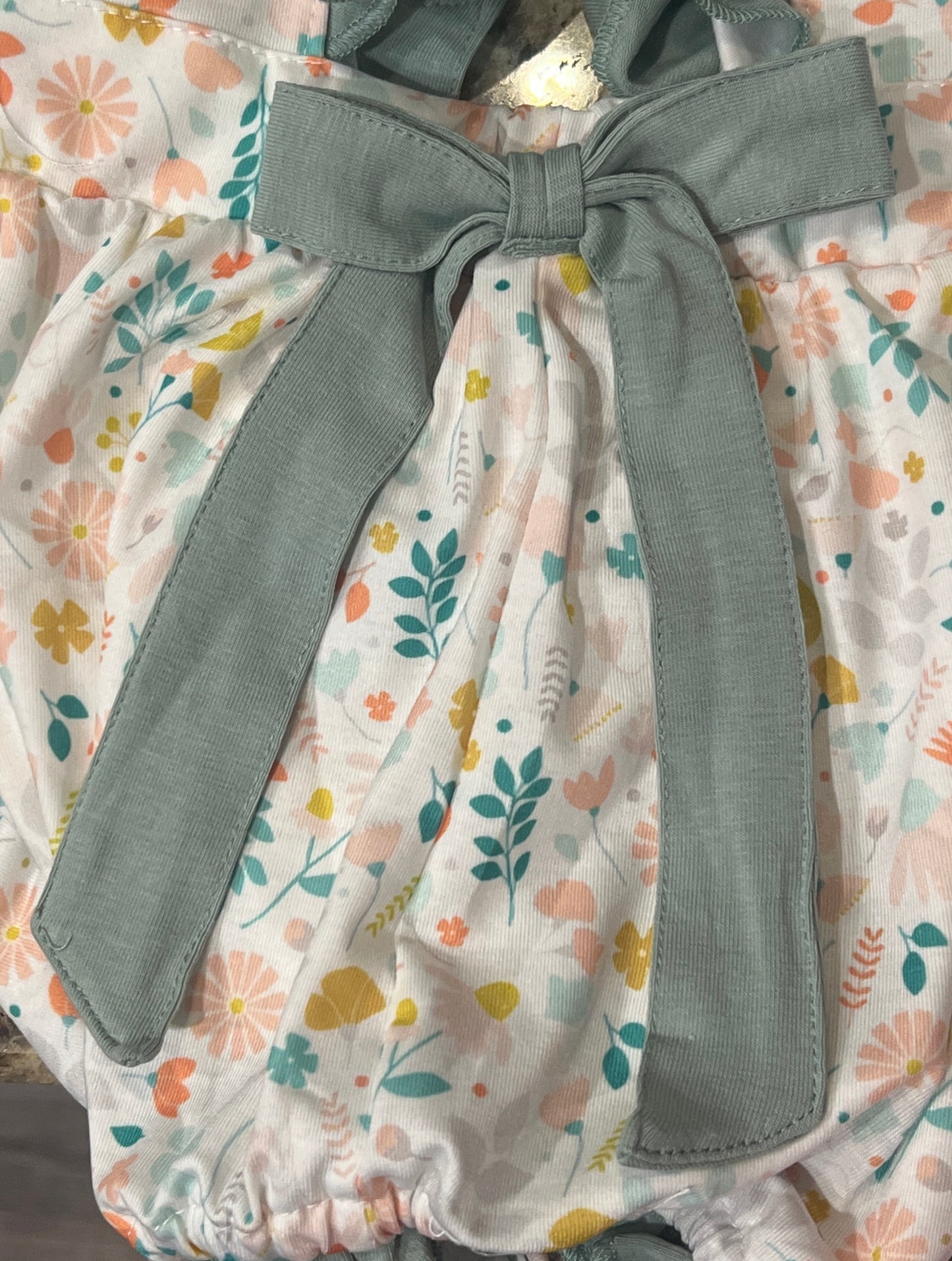 Baby Girls Floral Sage Bubble
