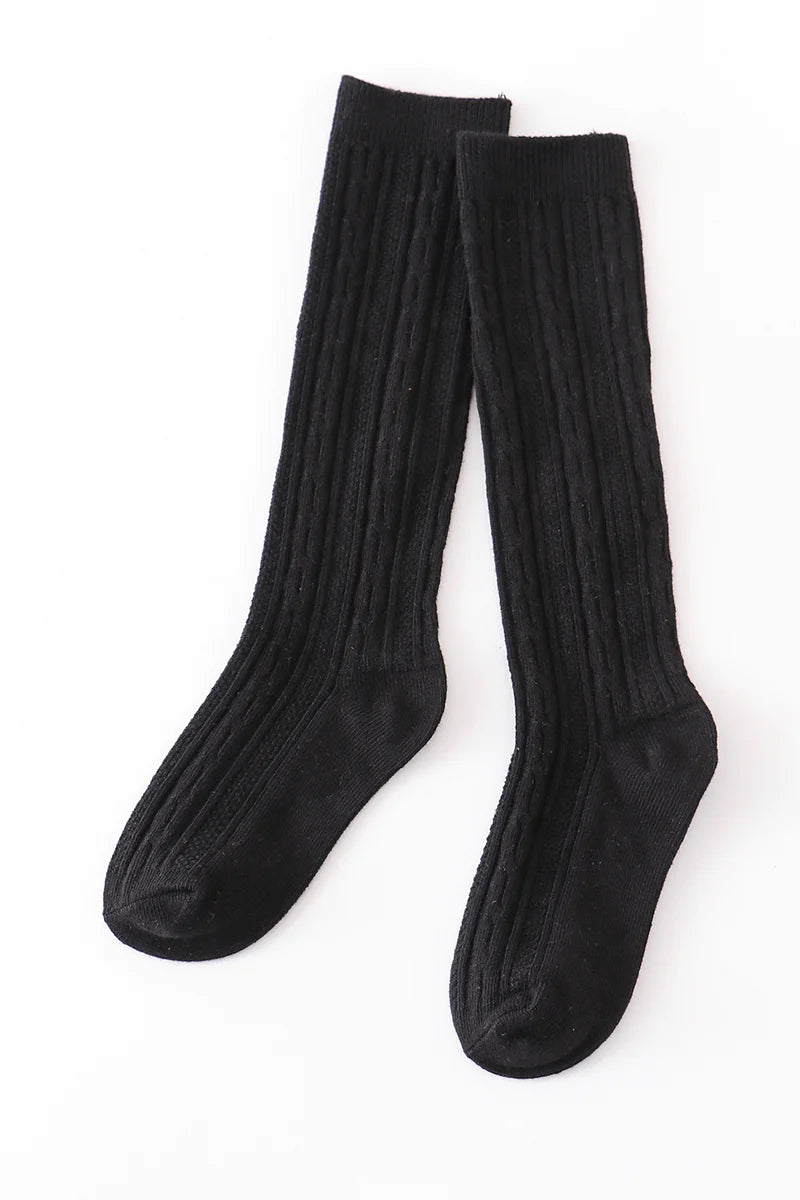 Black Knit Knee High Sock