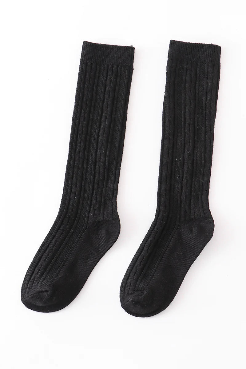 Black Knit Knee High Sock