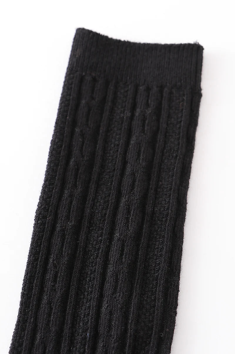 Black Knit Knee High Sock