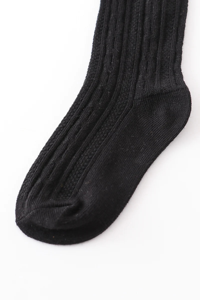 Black Knit Knee High Sock