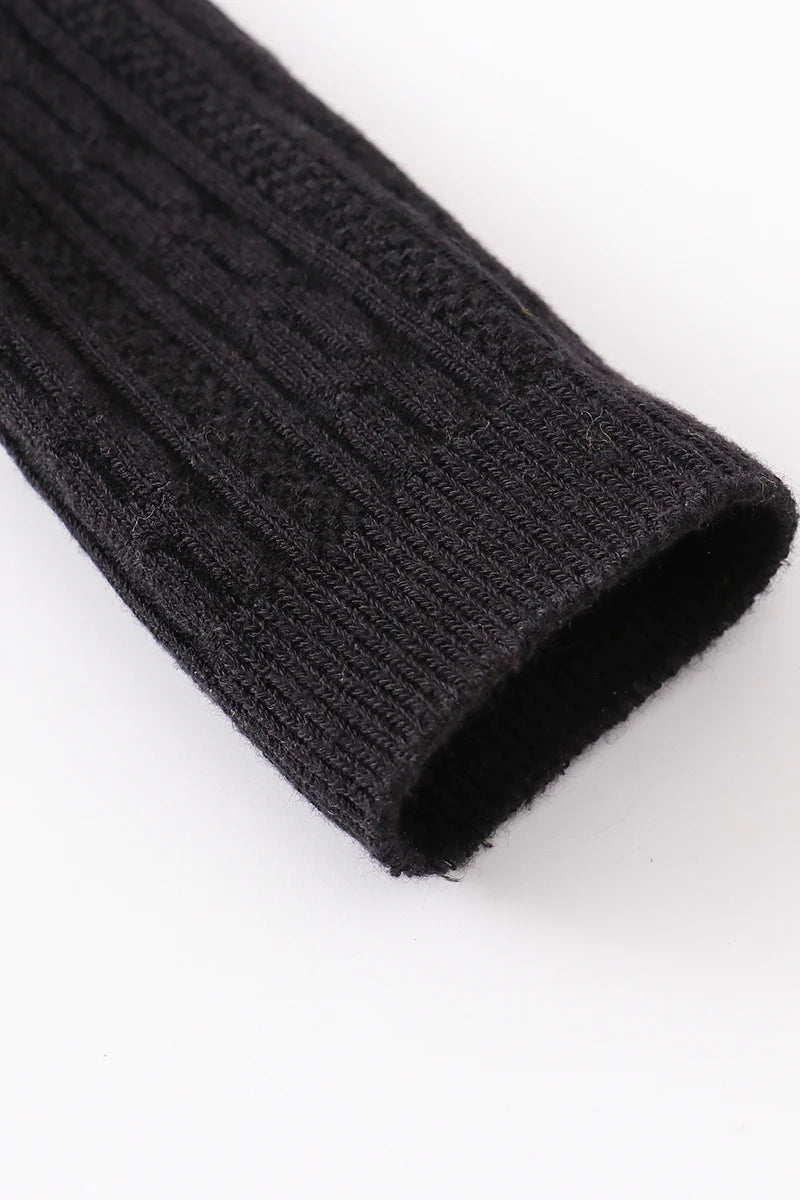 Black Knit Knee High Sock