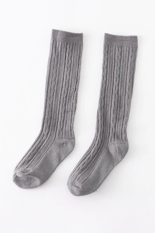 Gray Knit Knee High Sock