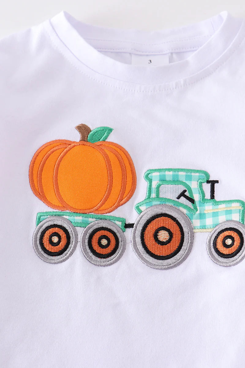 Pumpkin Tractor Applique Boy Set